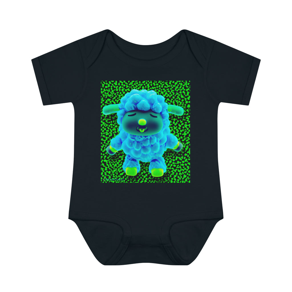 Infant Baby Rib Bodysuit - Deep Blue Sheep 0001