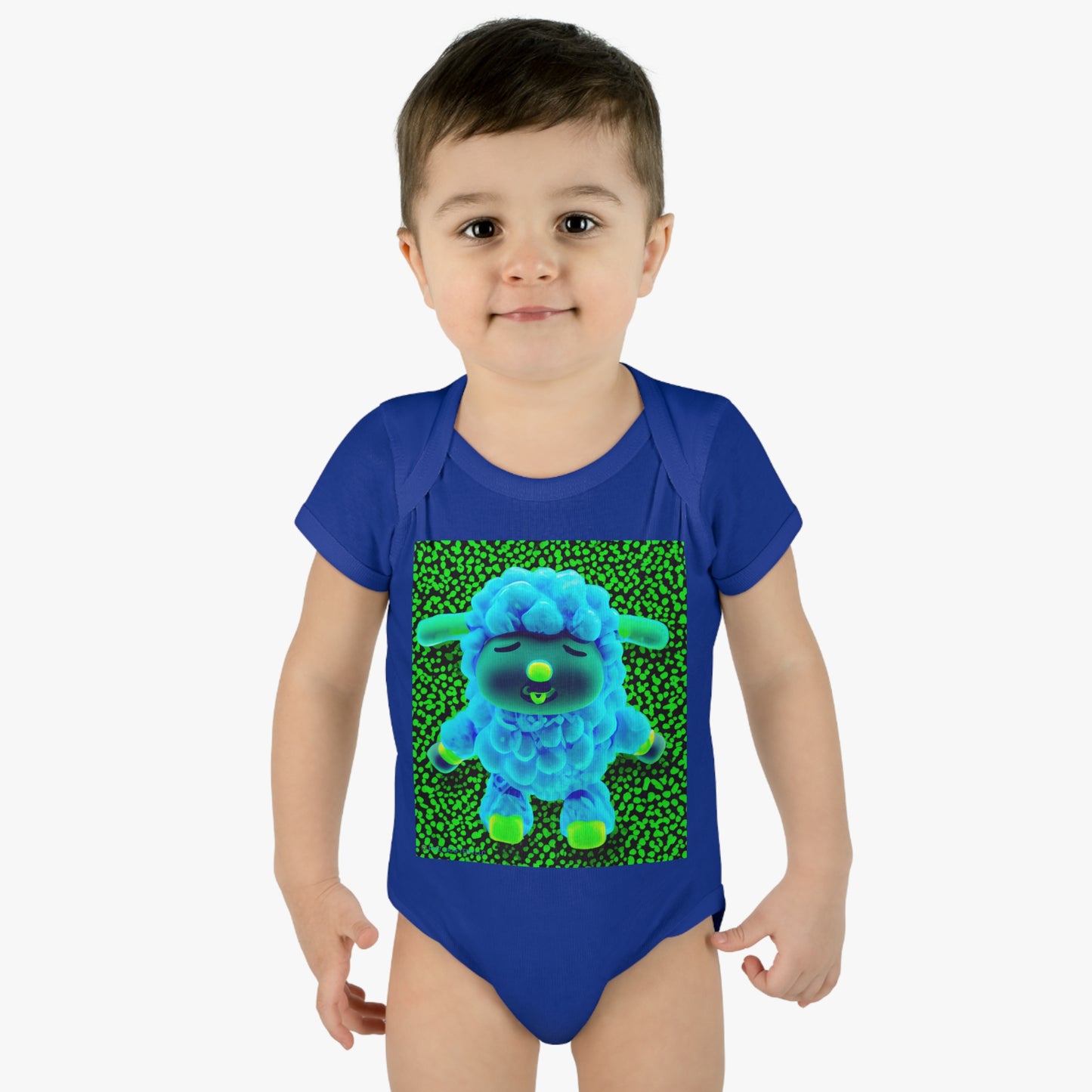 Infant Baby Rib Bodysuit - Deep Blue Sheep 0001