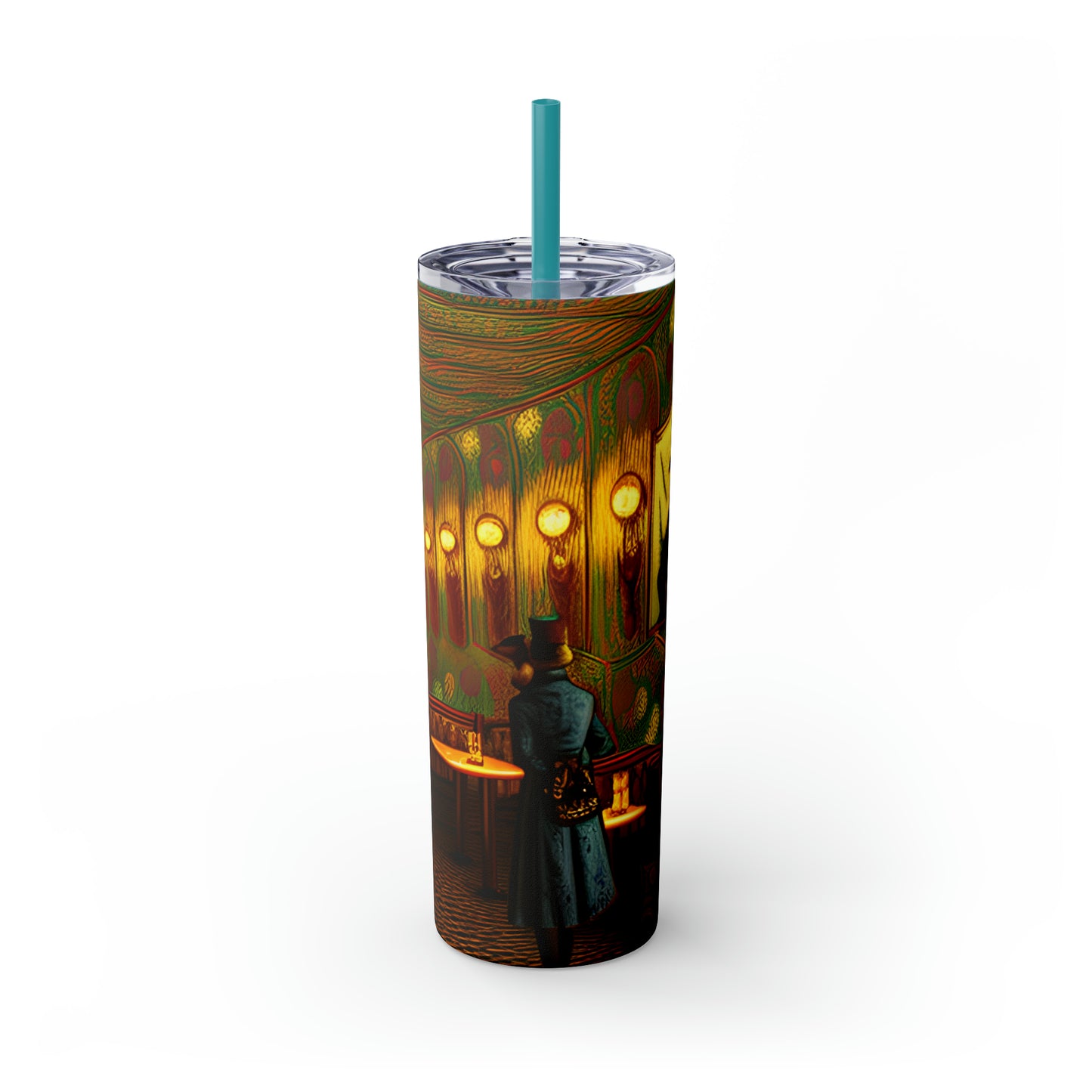 Skinny Tumbler with Straw, 20oz - Cafe Table Shadows 0001