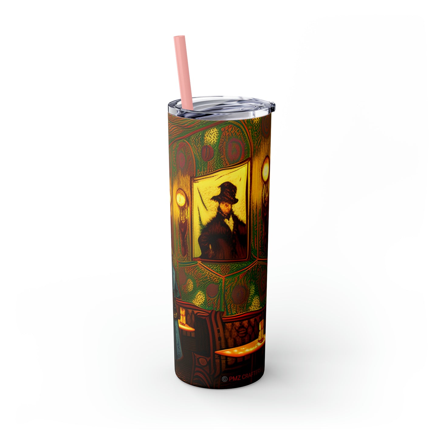 Skinny Tumbler with Straw, 20oz - Cafe Table Shadows 0001