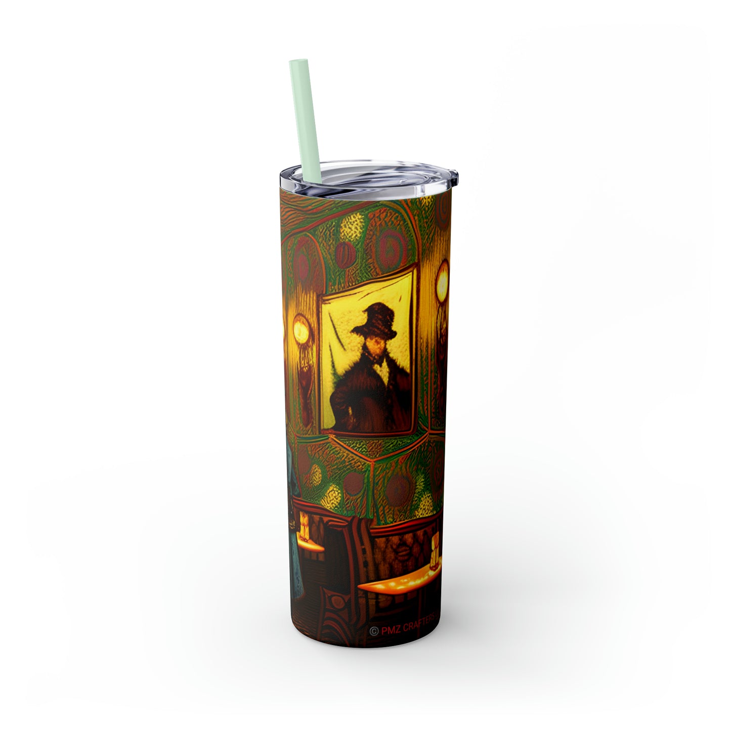 Skinny Tumbler with Straw, 20oz - Cafe Table Shadows 0001