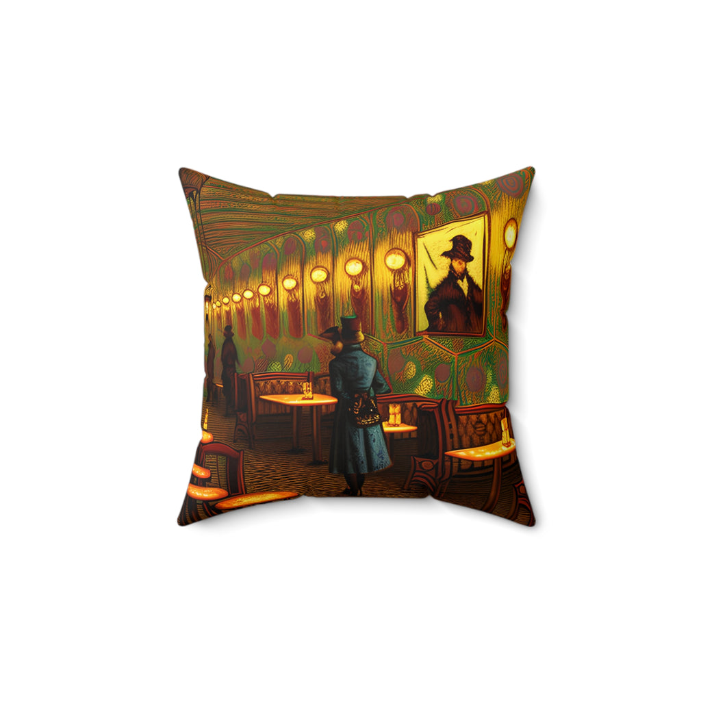 Spun Polyester Square Pillow - Cafe Table Shadow 001