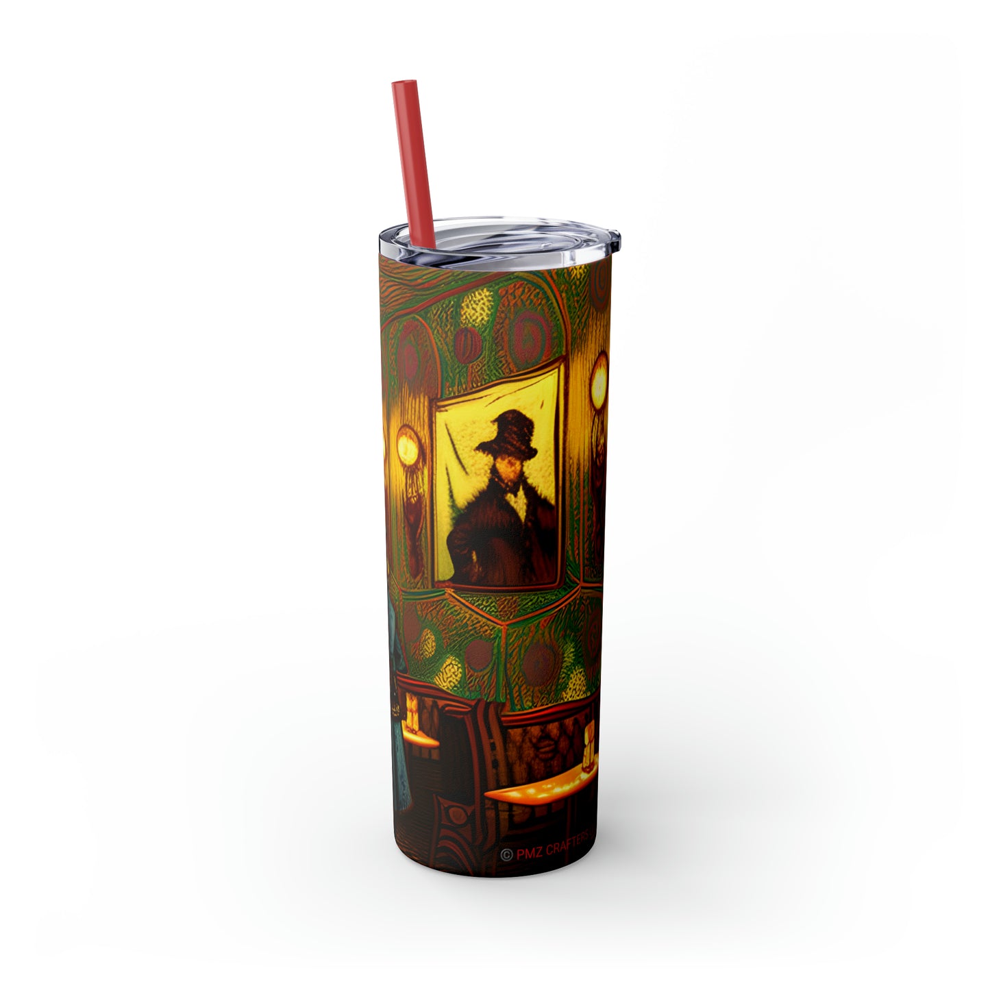 Skinny Tumbler with Straw, 20oz - Cafe Table Shadows 0001