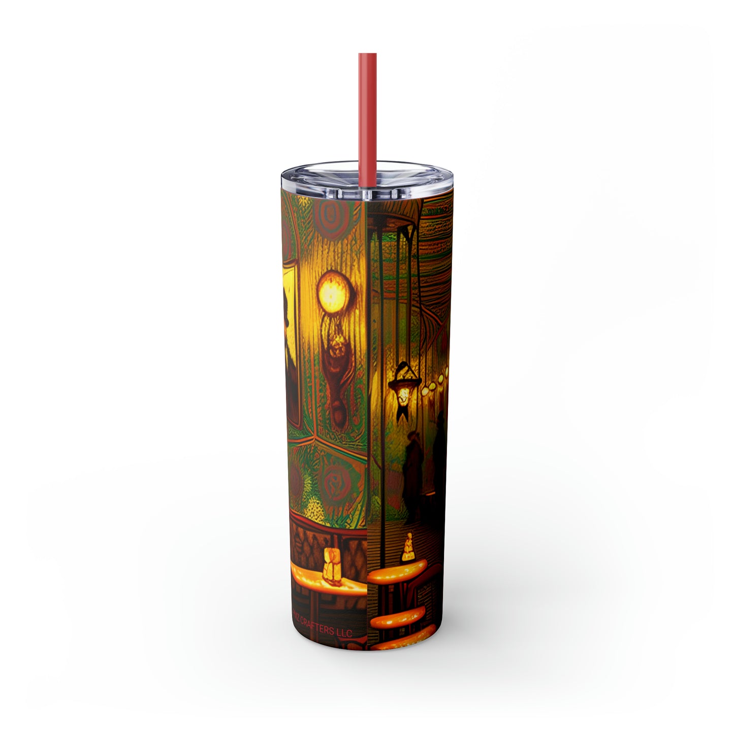 Skinny Tumbler with Straw, 20oz - Cafe Table Shadows 0001