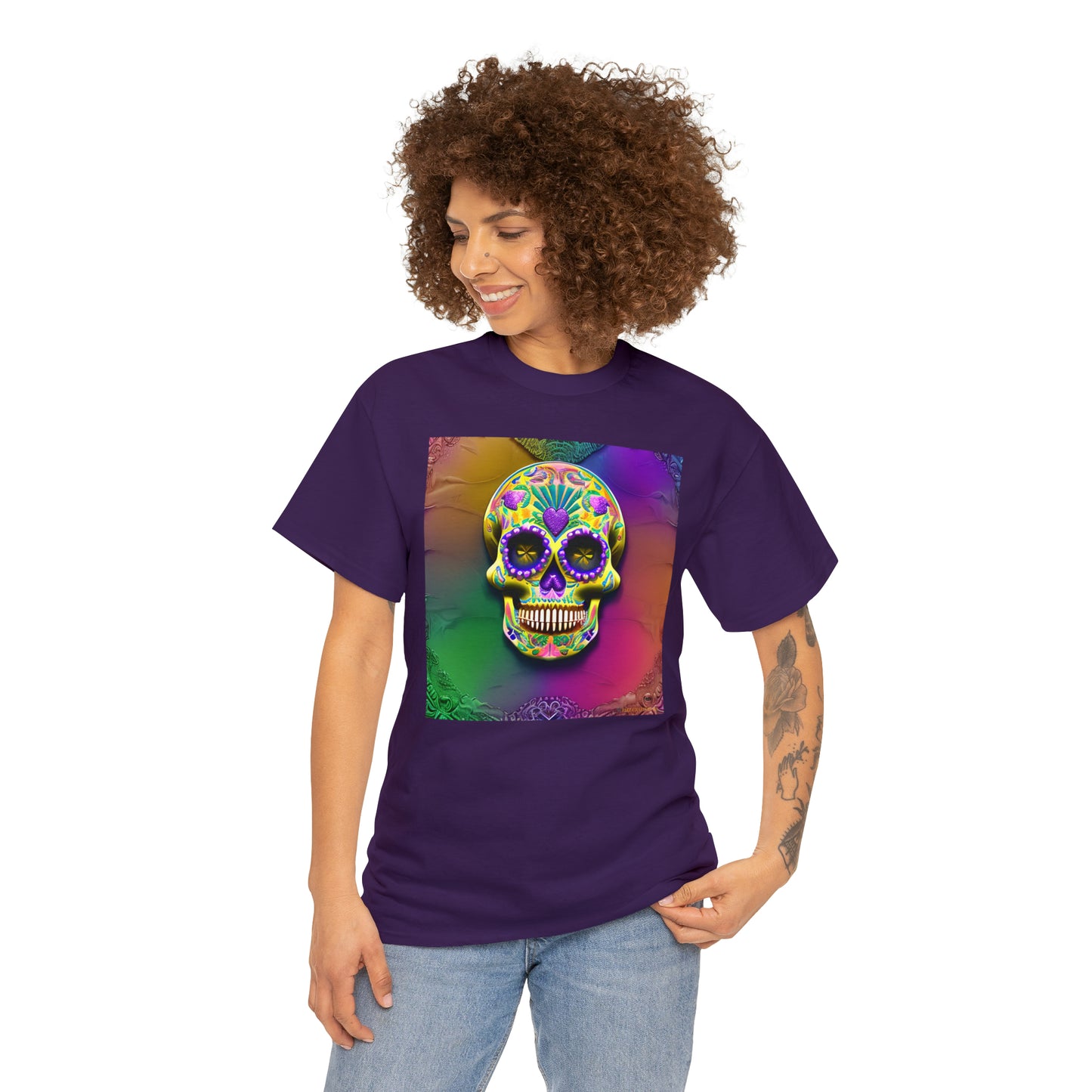Unisex Heavy Cotton Tee - Sugar Skull 0002