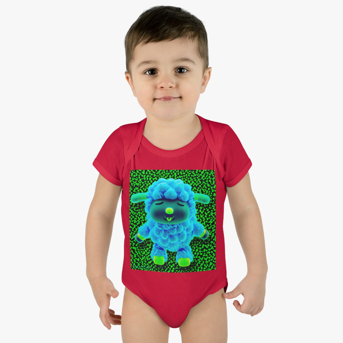 Infant Baby Rib Bodysuit - Deep Blue Sheep 0001
