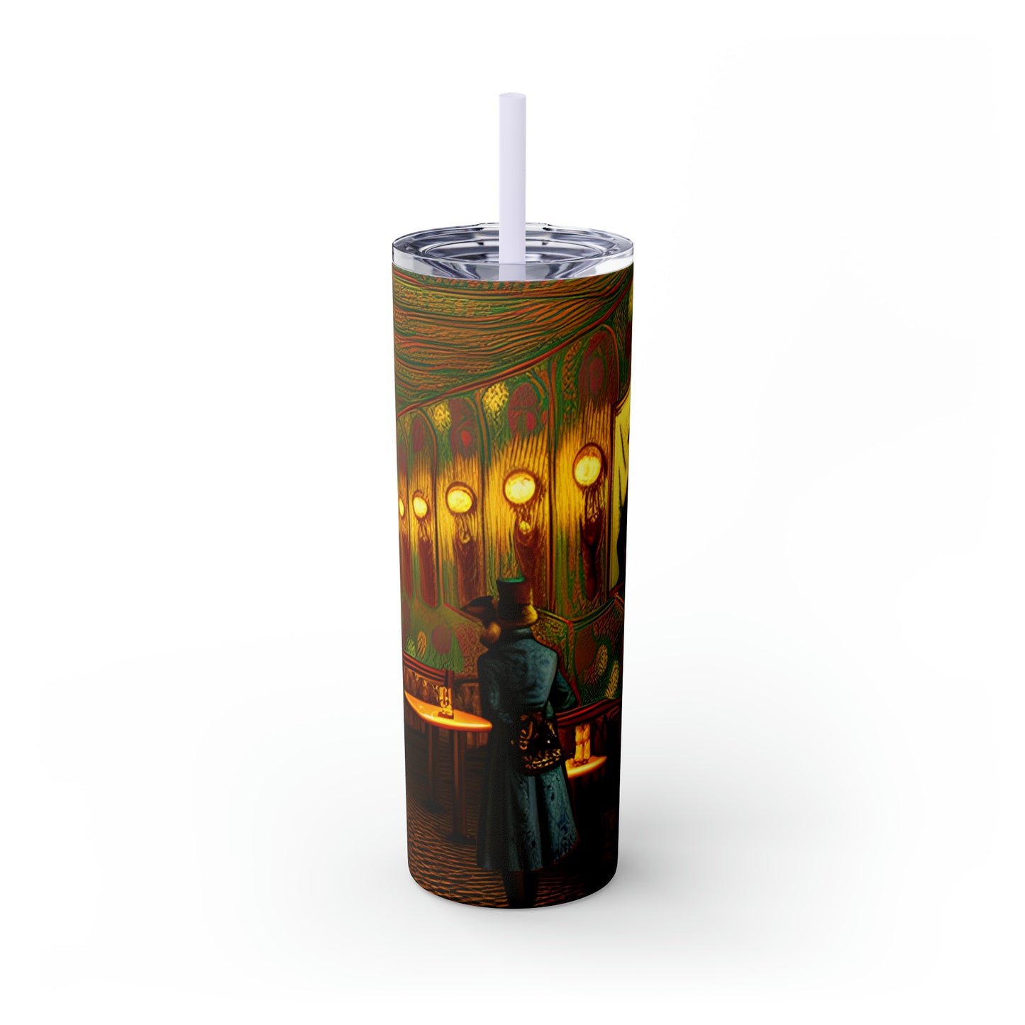 Skinny Tumbler with Straw, 20oz - Cafe Table Shadows 0001