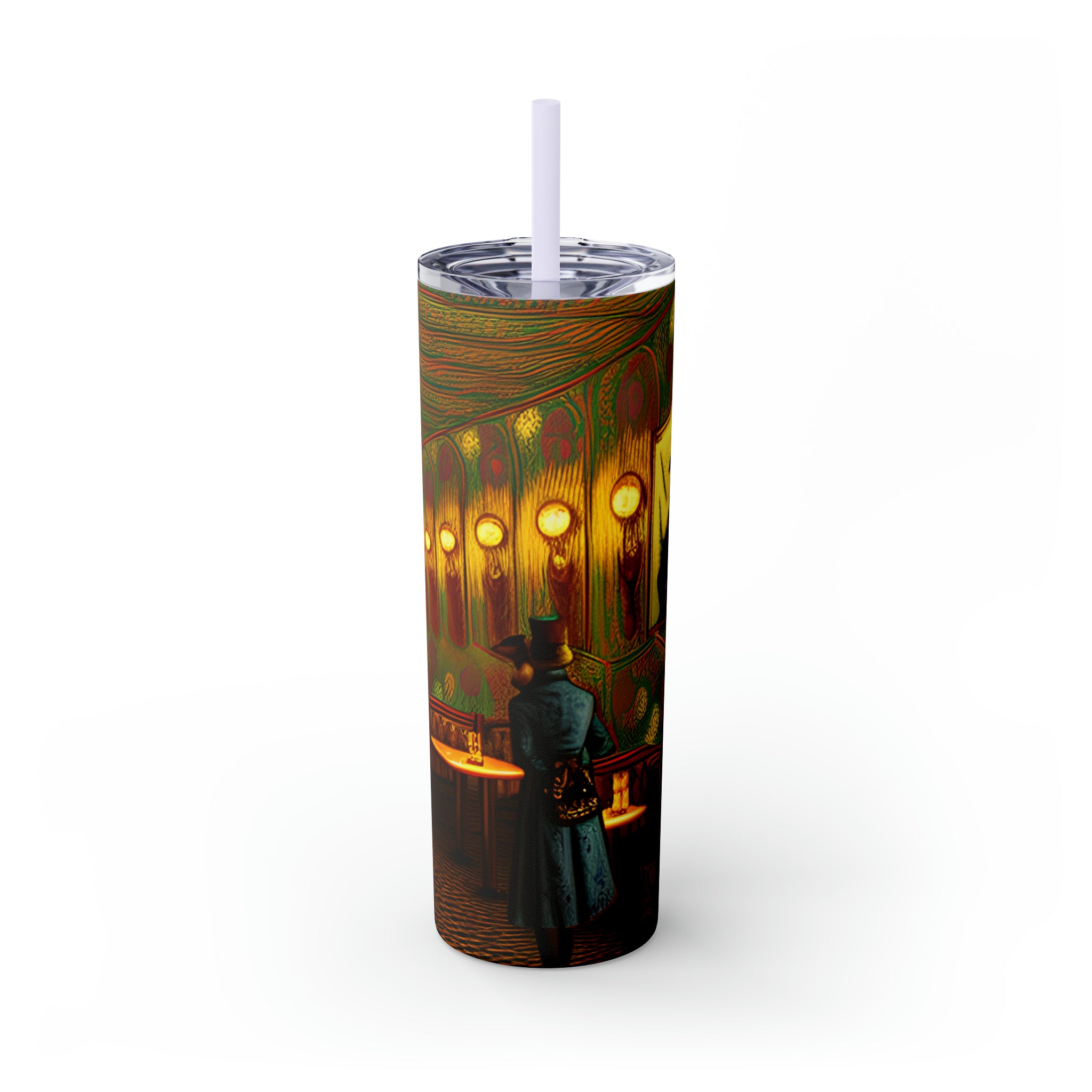Skinny Tumbler with Straw, 20oz - Cafe Table Shadows 0001