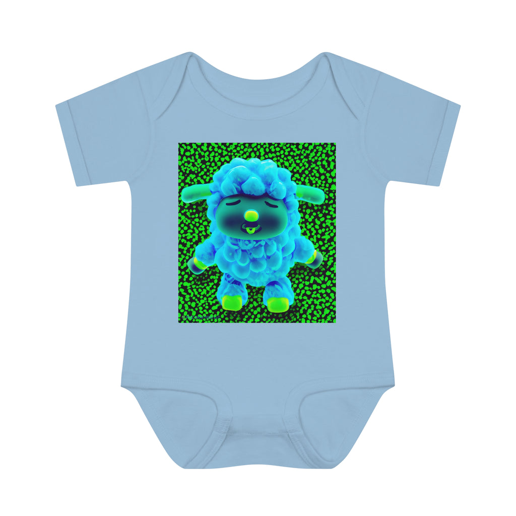 Infant Baby Rib Bodysuit - Deep Blue Sheep 0001