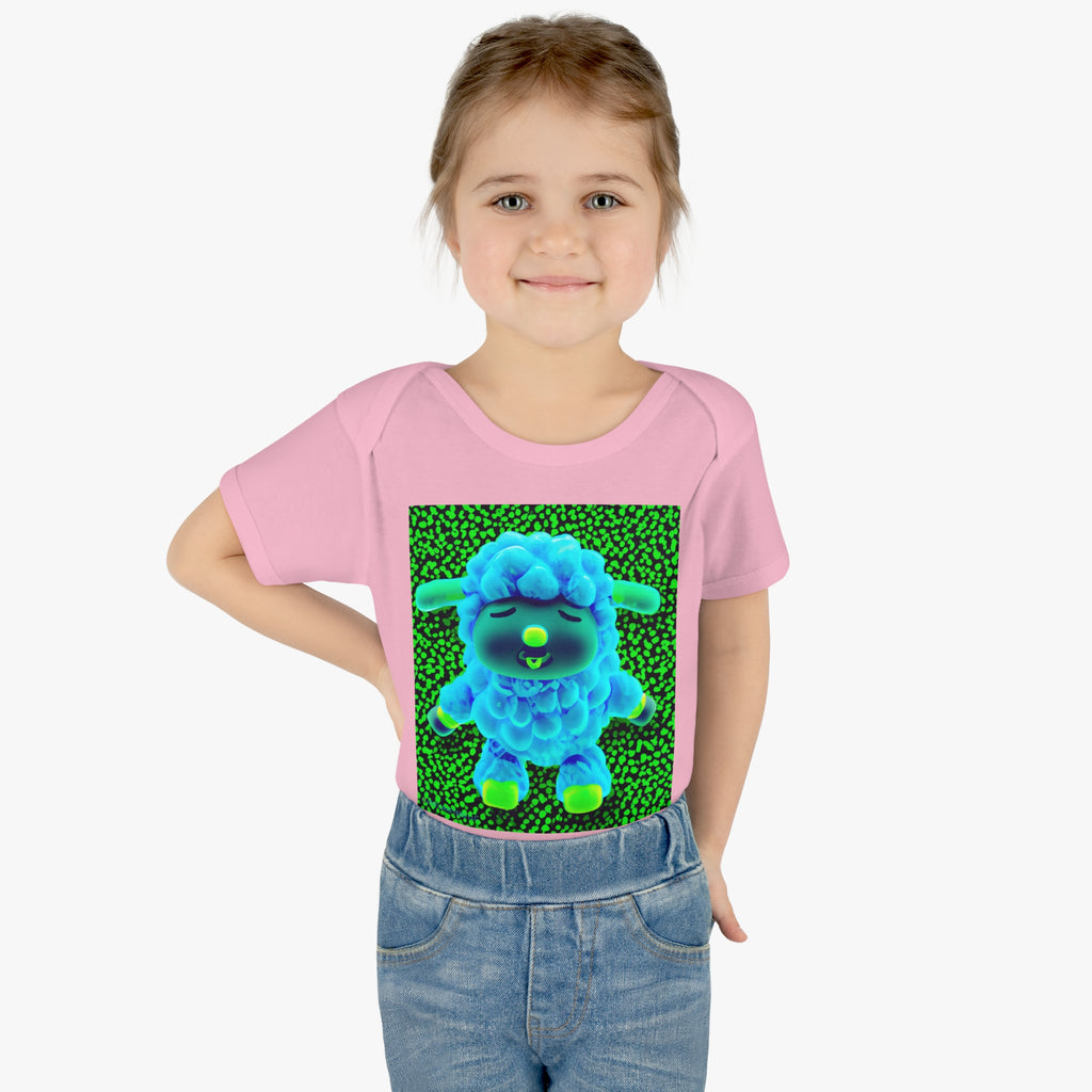 Infant Baby Rib Bodysuit - Deep Blue Sheep 0001