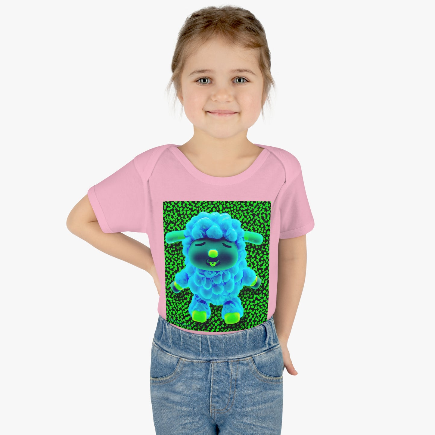 Infant Baby Rib Bodysuit - Deep Blue Sheep 0001