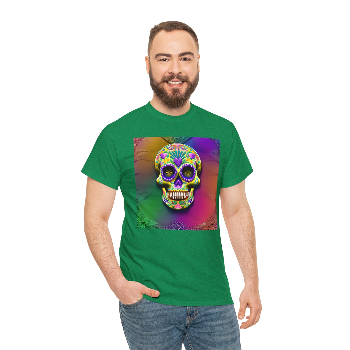 Unisex Heavy Cotton Tee - Sugar Skull 0002