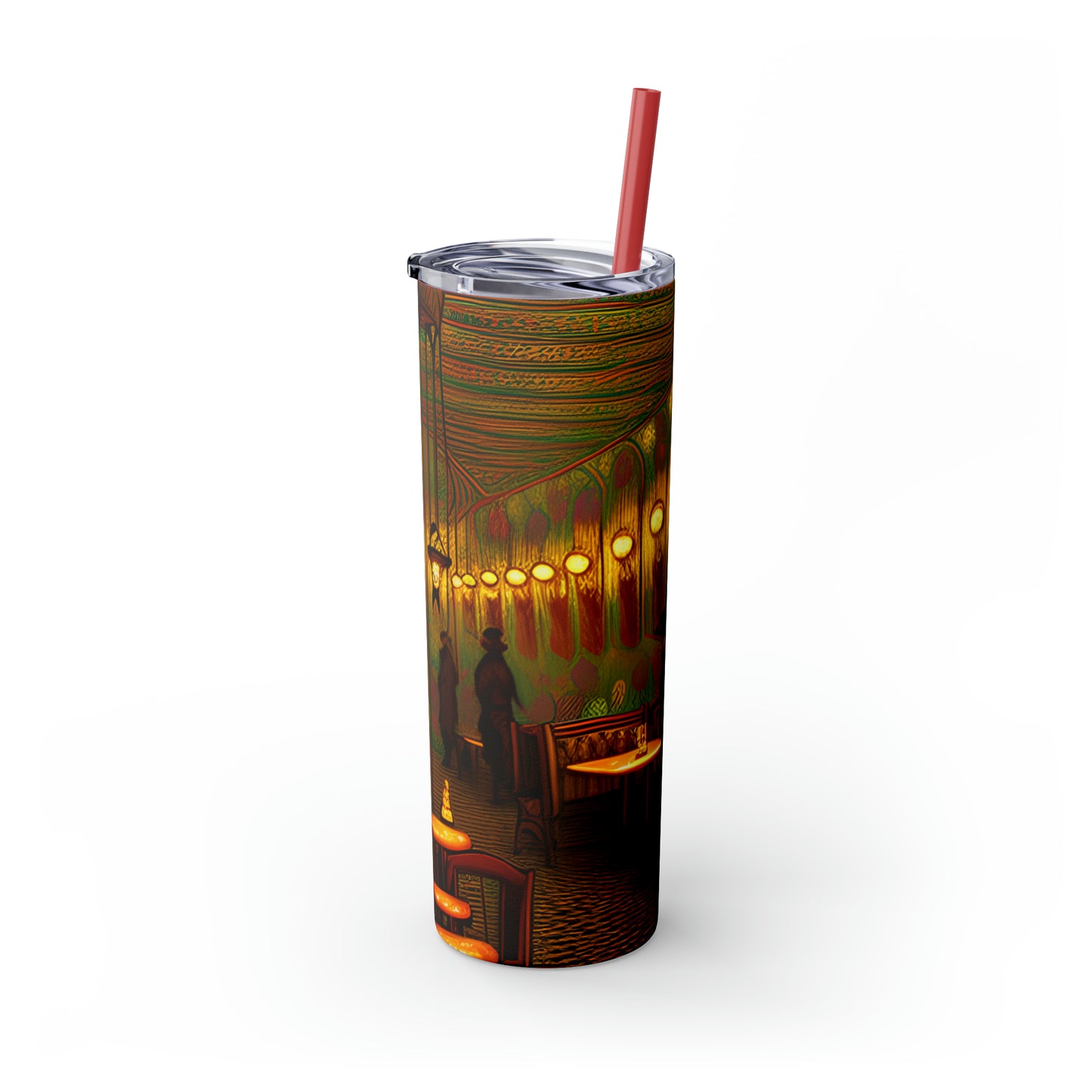 Skinny Tumbler with Straw, 20oz - Cafe Table Shadows 0001