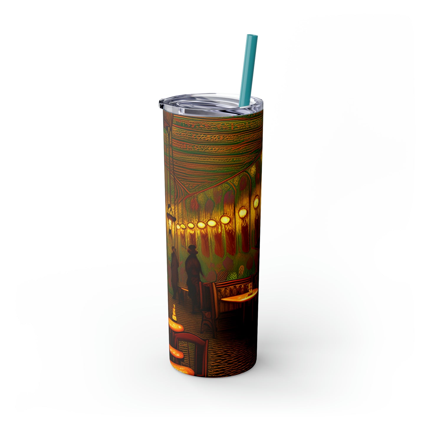 Skinny Tumbler with Straw, 20oz - Cafe Table Shadows 0001
