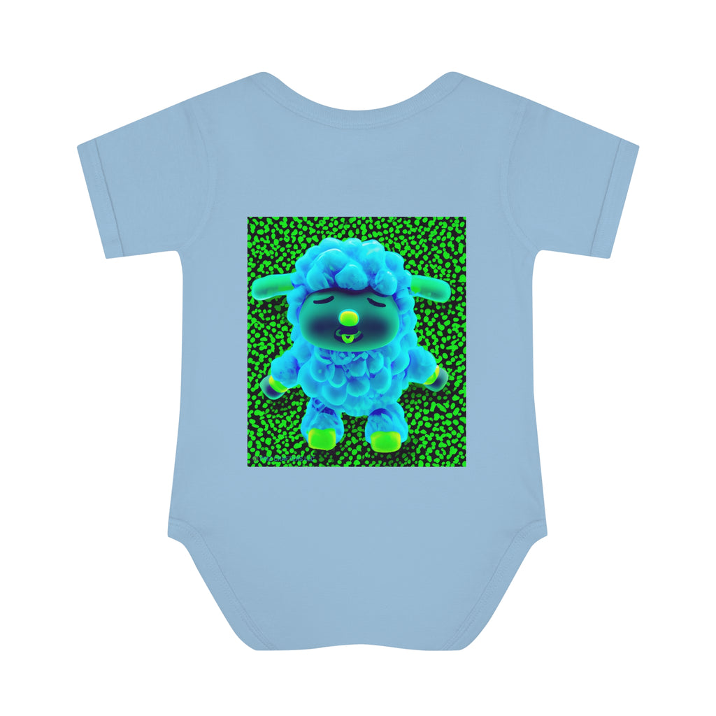 Infant Baby Rib Bodysuit - Deep Blue Sheep 0001