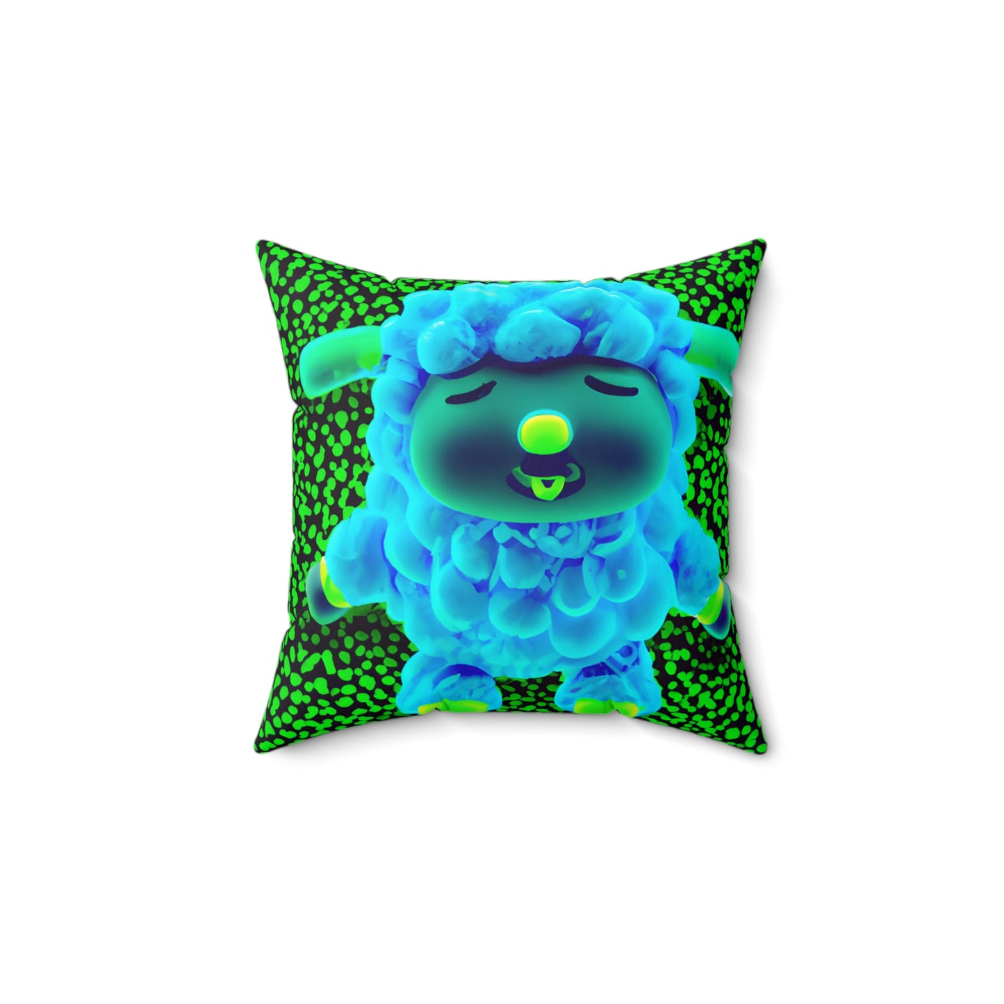 Spun Polyester Square Pillow -  Deep Blue Sheep 0001