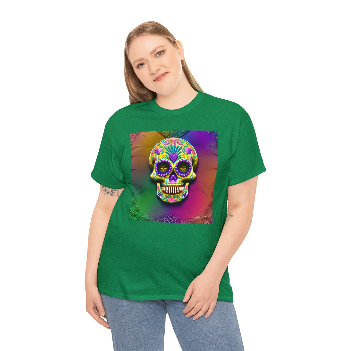 Unisex Heavy Cotton Tee - Sugar Skull 0002