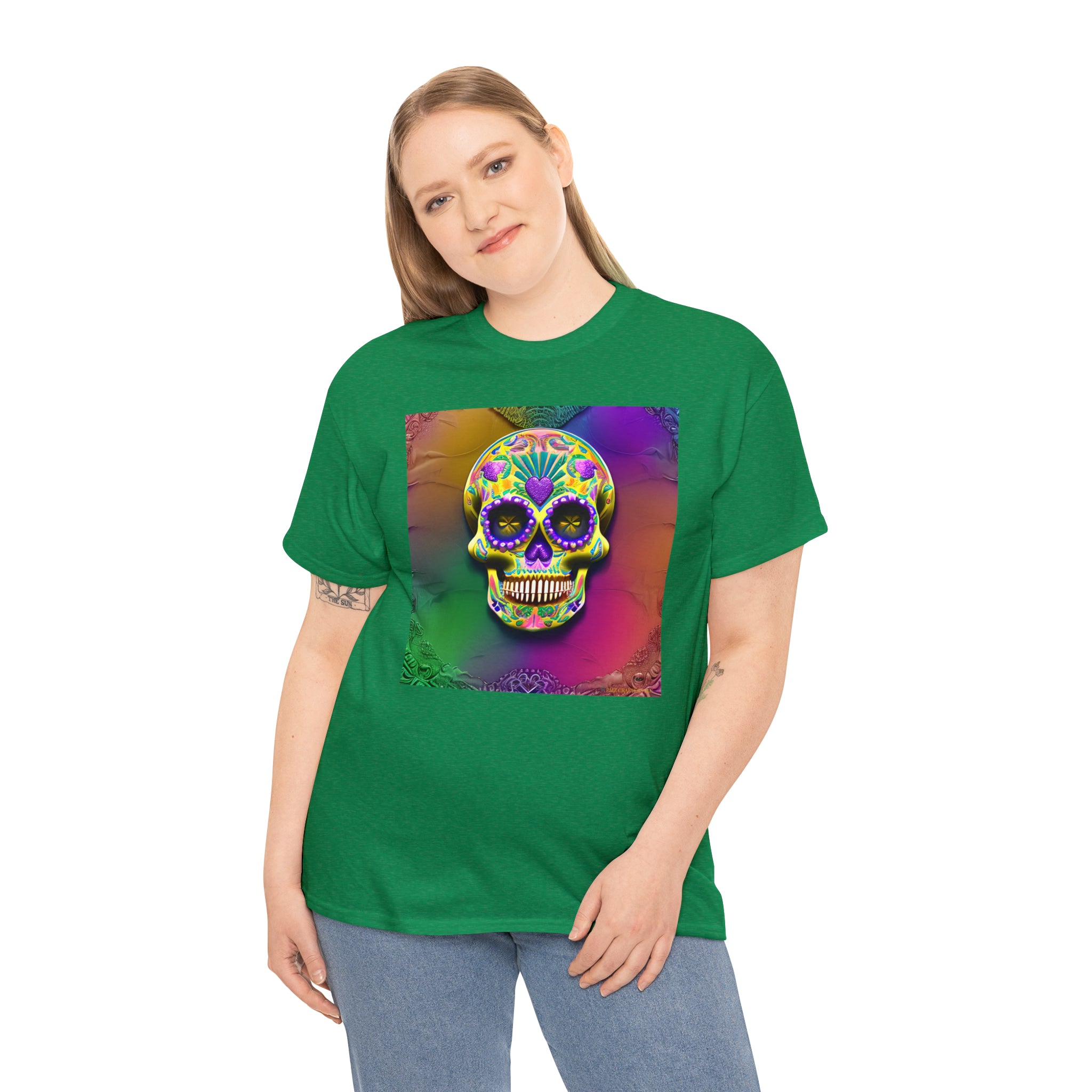 Unisex Heavy Cotton Tee - Sugar Skull 0002