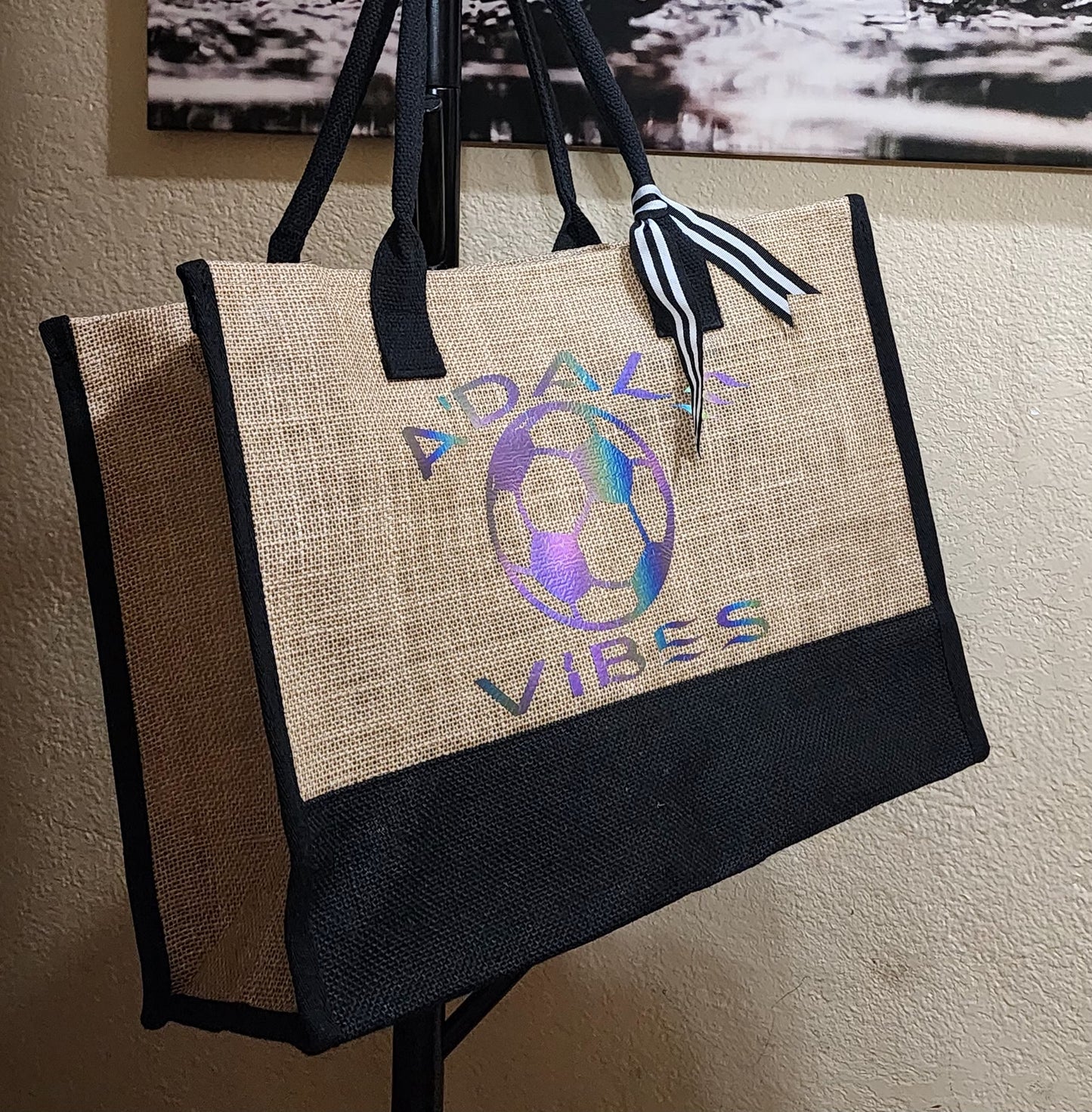 Customized Jute Tote -  A'Dale Vibes - Sports 0001