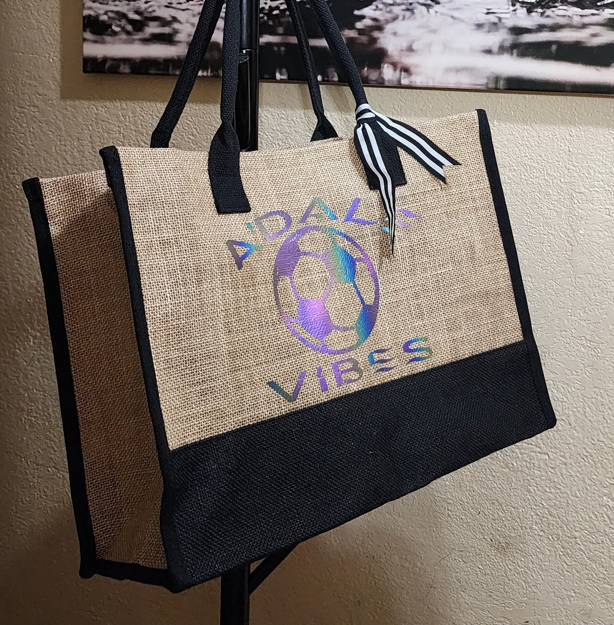 Customized Jute Tote -  A'Dale Vibes - Sports 0001