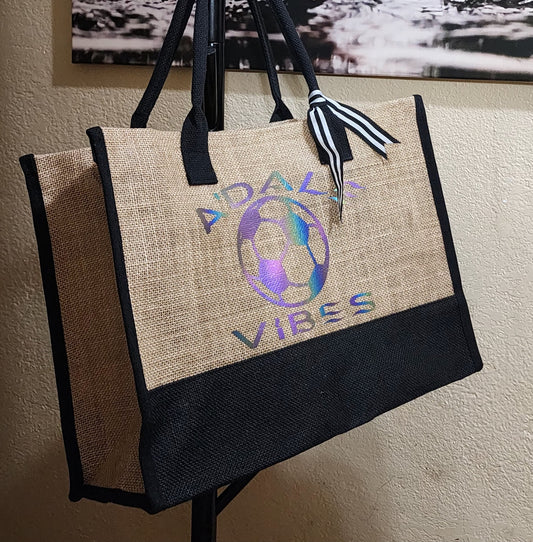 Customized Jute Tote -  A'Dale Vibes - Sports 0001