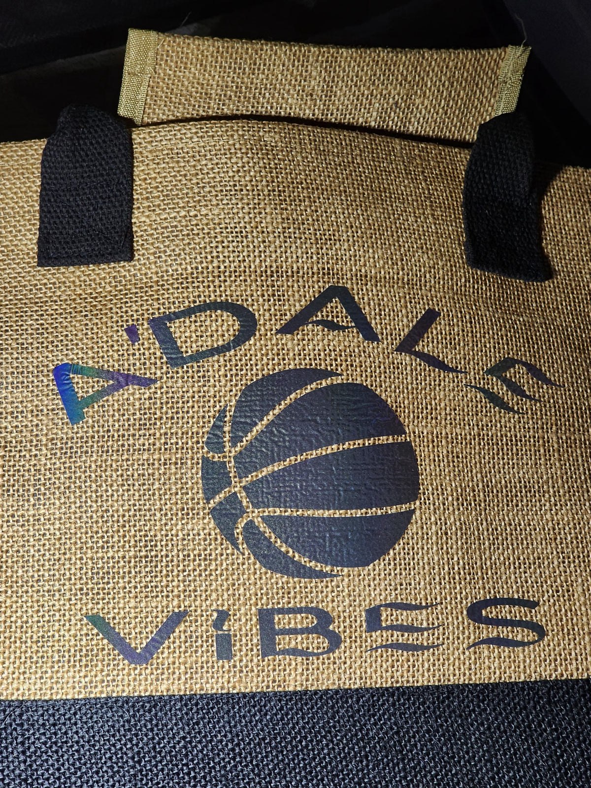 Customized Jute Tote -  A'Dale Vibes - Sports 0001