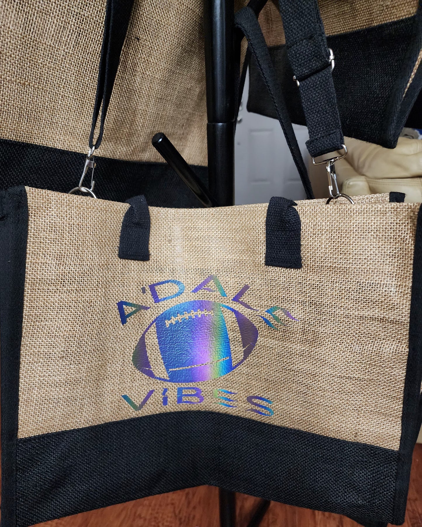 Customized Jute Tote -  A'Dale Vibes - Sports 0001