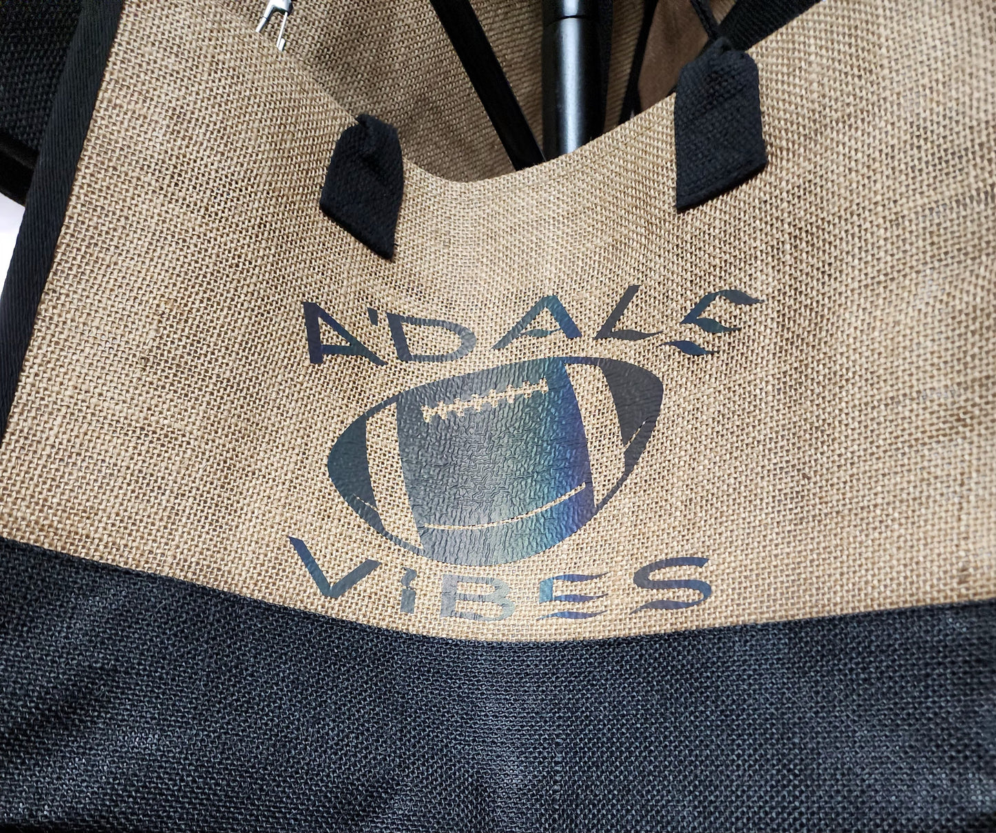 Customized Jute Tote -  A'Dale Vibes - Sports 0001