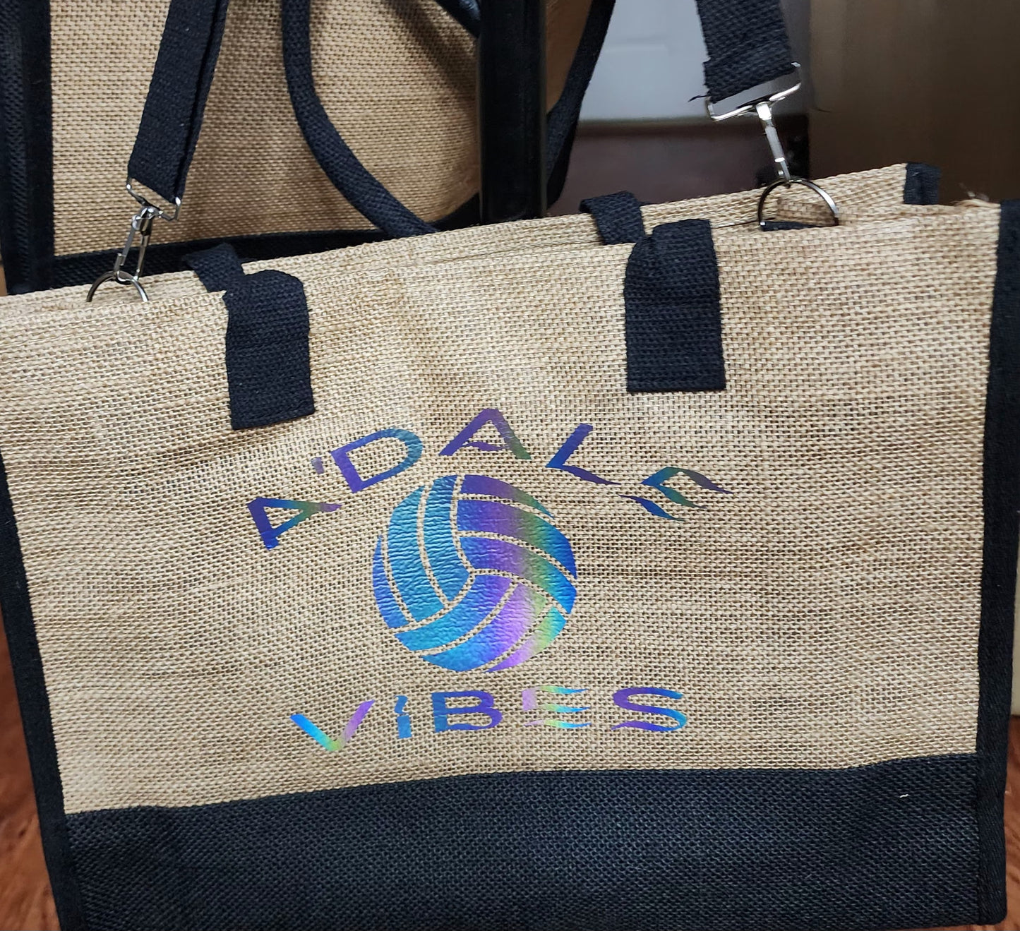 Customized Jute Tote -  A'Dale Vibes - Sports 0001