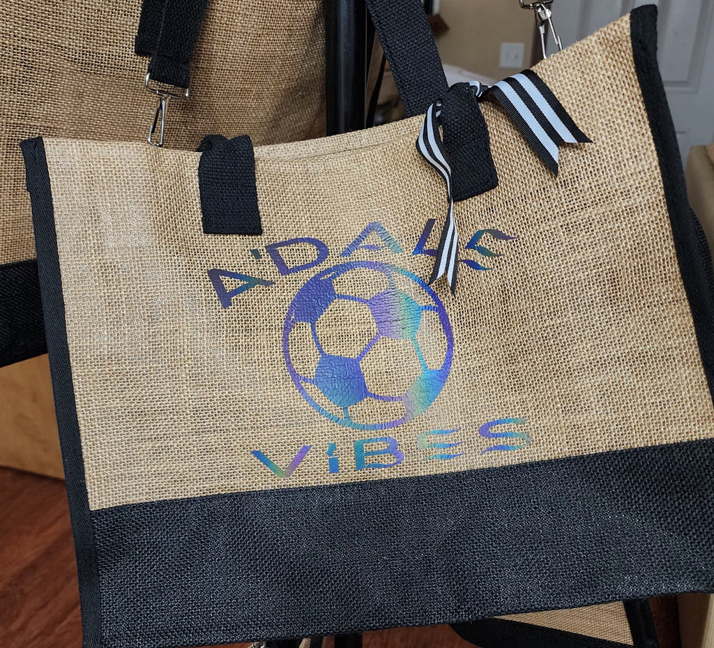 Customized Jute Tote -  A'Dale Vibes - Sports 0001