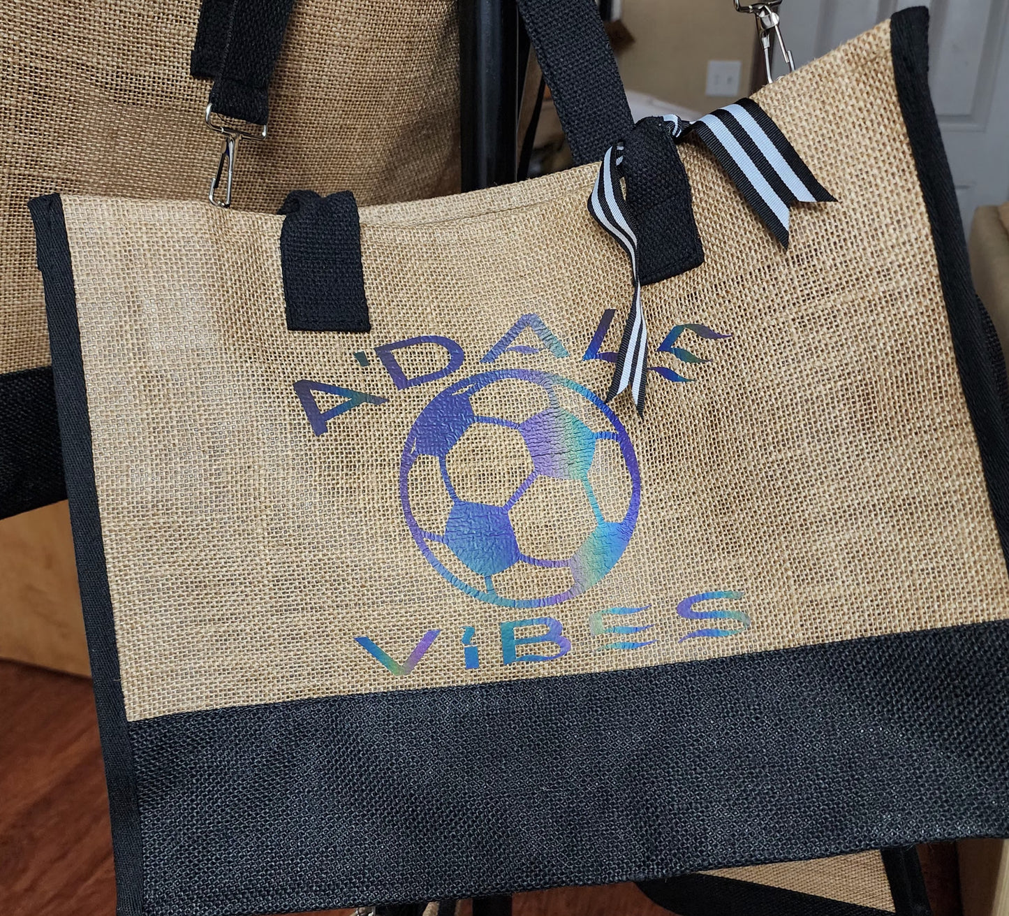 Customized Jute Tote -  A'Dale Vibes - Sports 0001