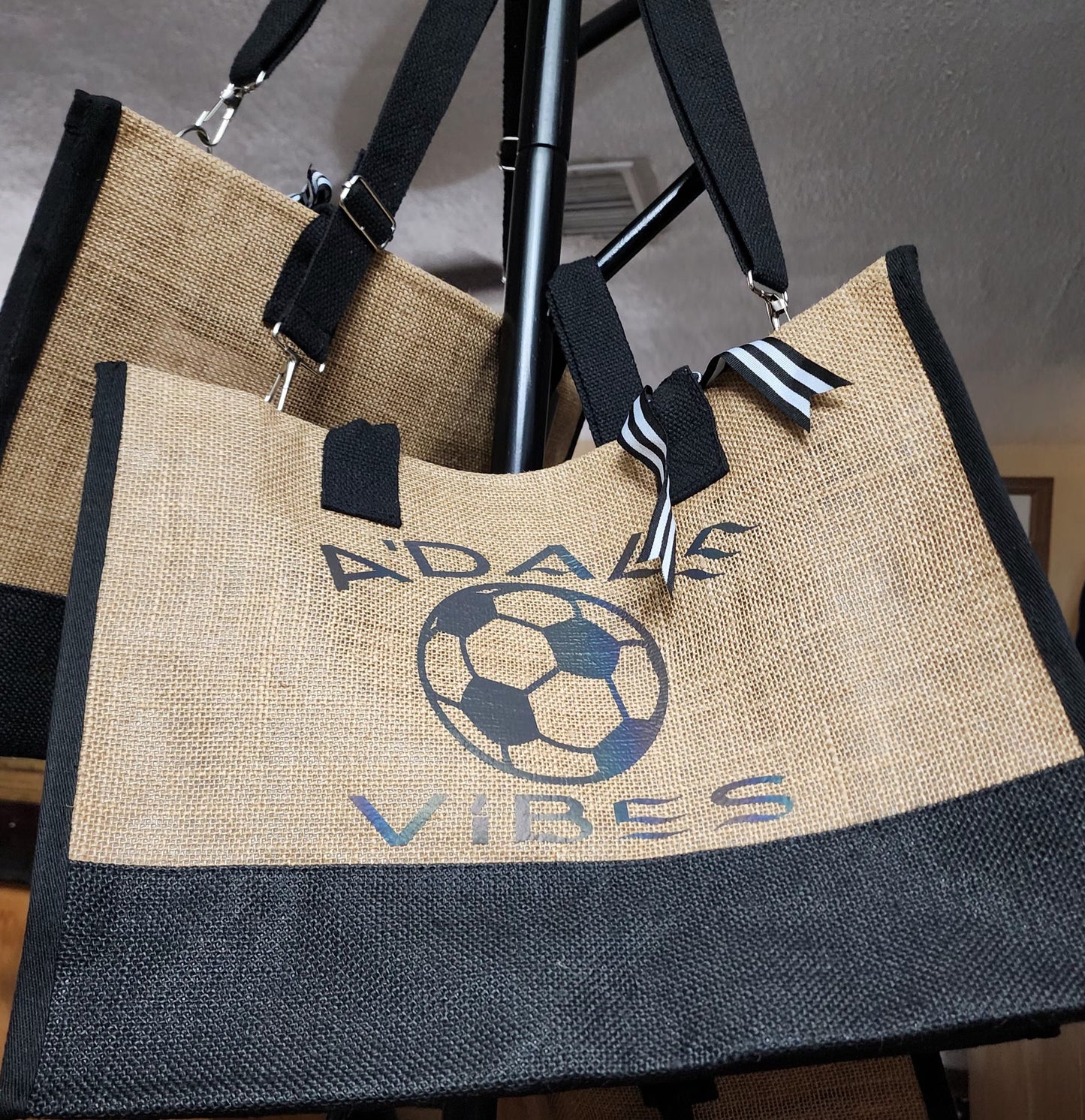 Customized Jute Tote -  A'Dale Vibes - Sports 0001