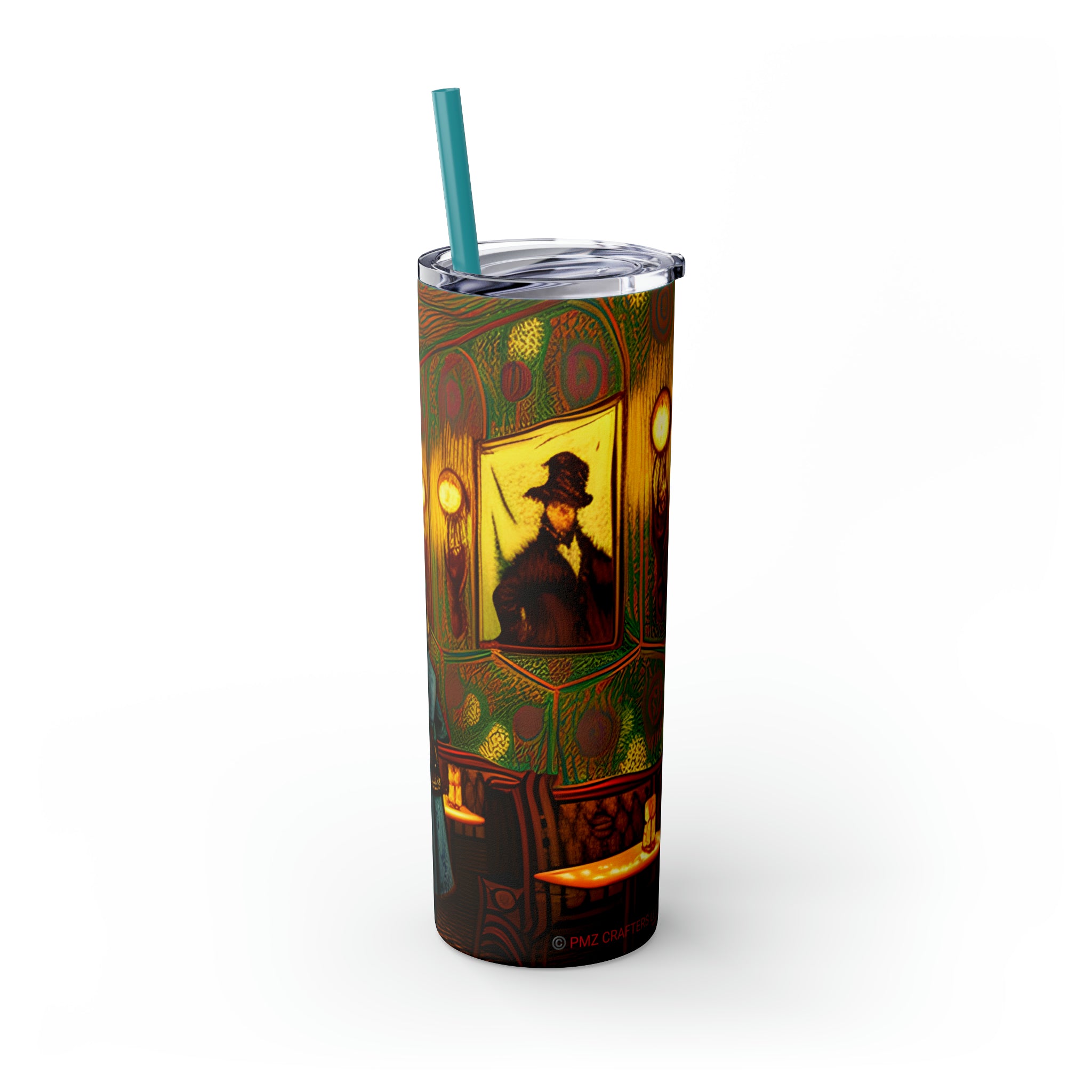 Skinny Tumbler with Straw, 20oz - Cafe Table Shadows 0001