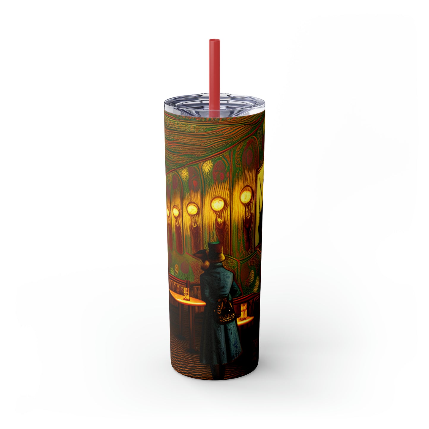 Skinny Tumbler with Straw, 20oz - Cafe Table Shadows 0001