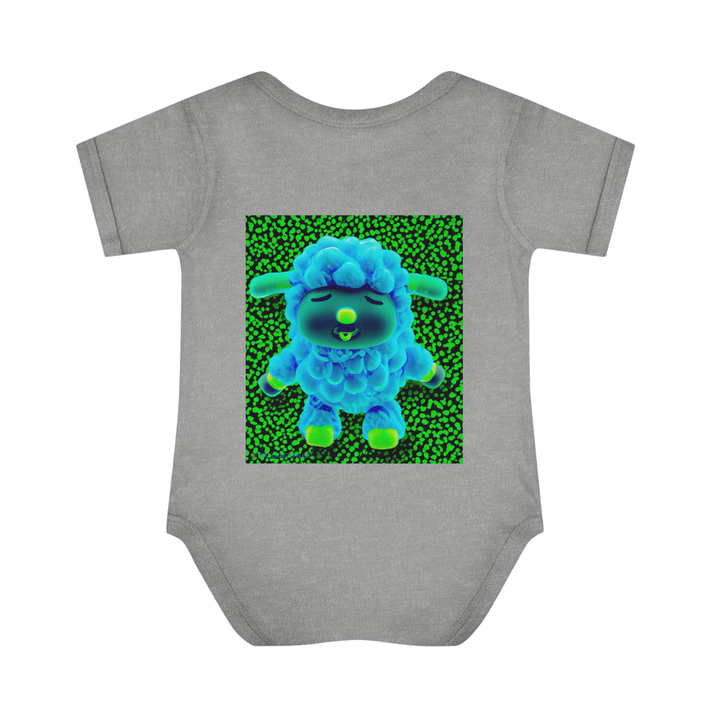Infant Baby Rib Bodysuit - Deep Blue Sheep 0001