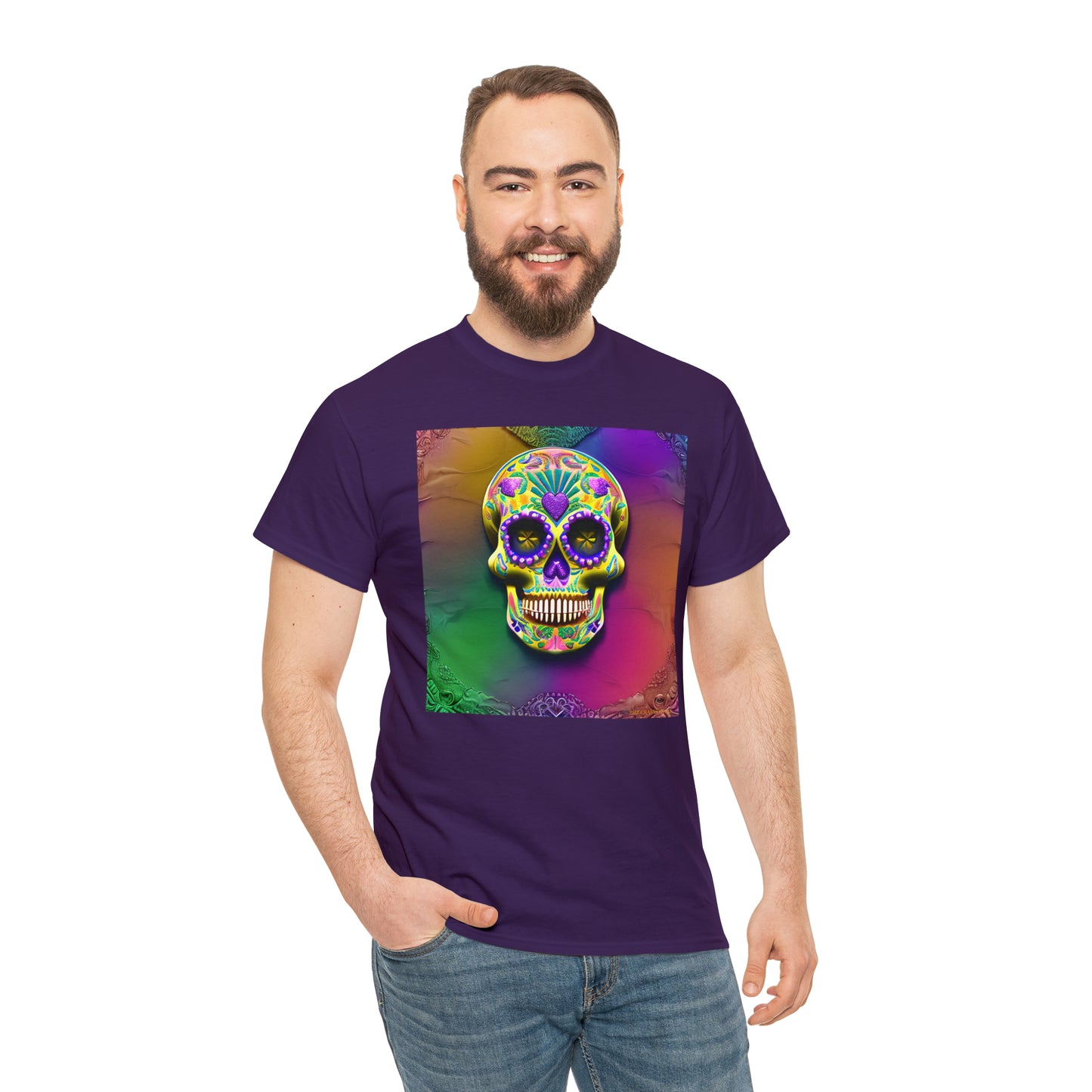 Unisex Heavy Cotton Tee - Sugar Skull 0002
