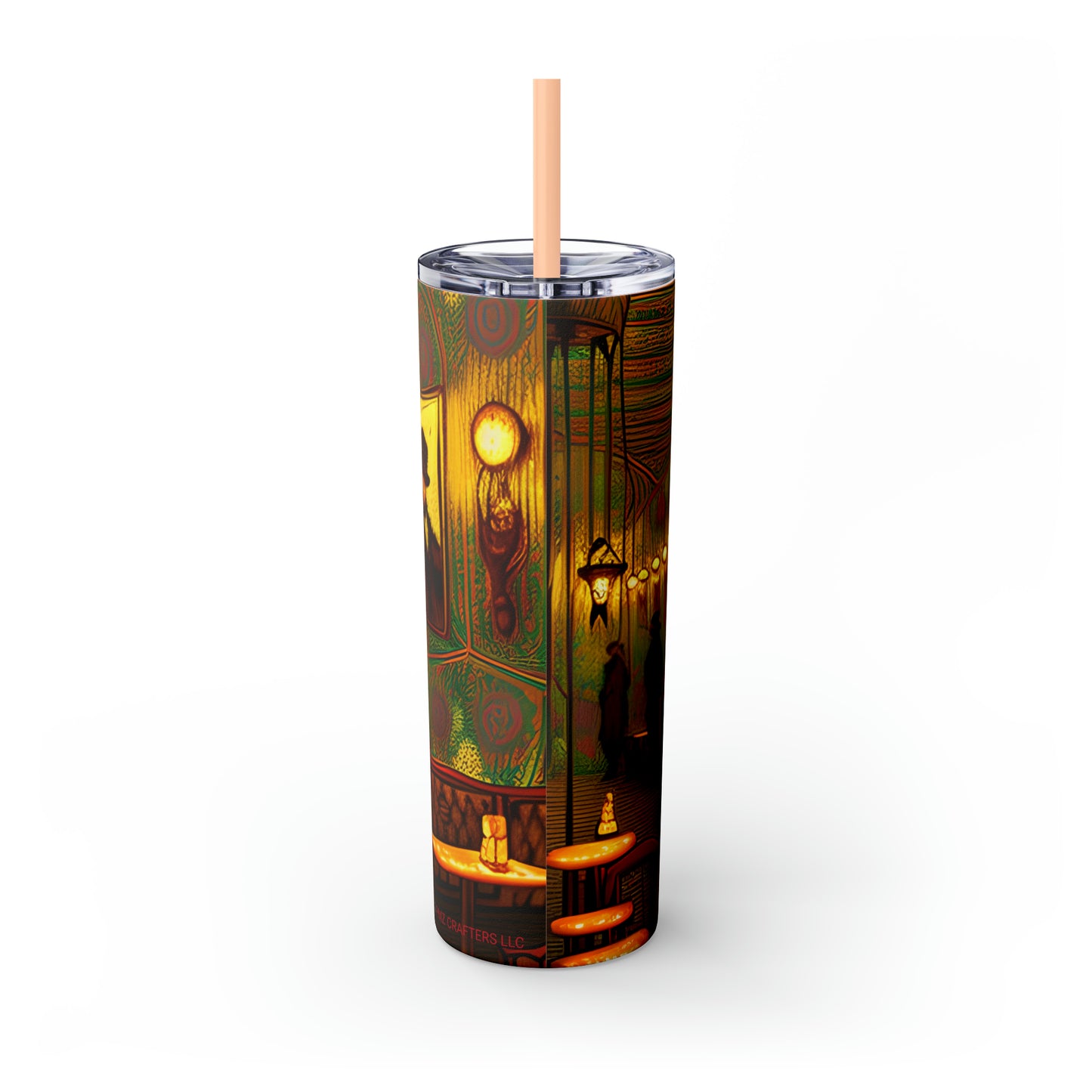 Skinny Tumbler with Straw, 20oz - Cafe Table Shadows 0001