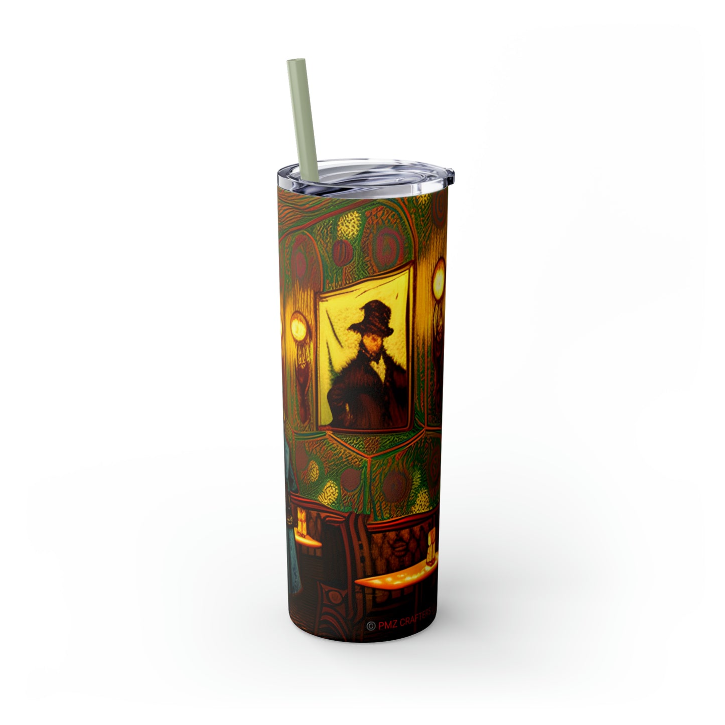 Skinny Tumbler with Straw, 20oz - Cafe Table Shadows 0001