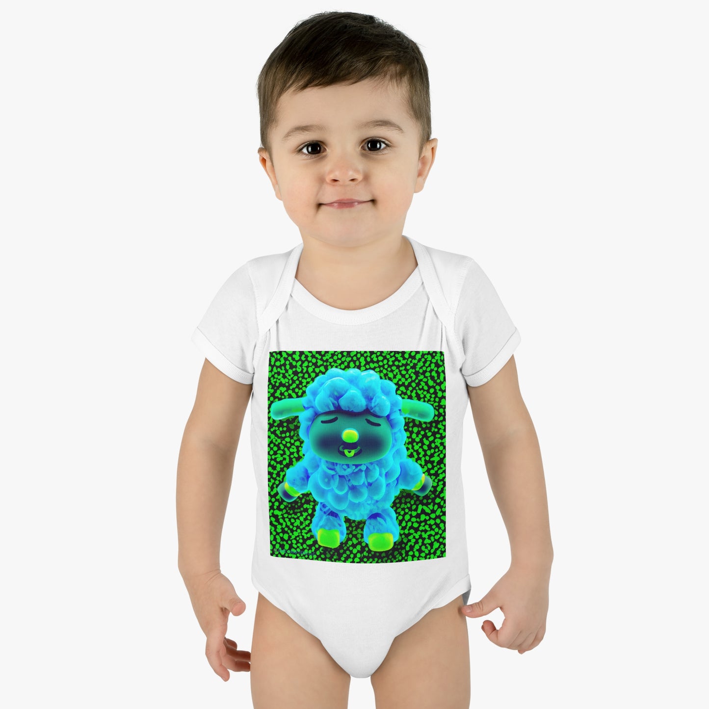 Infant Baby Rib Bodysuit - Deep Blue Sheep 0001