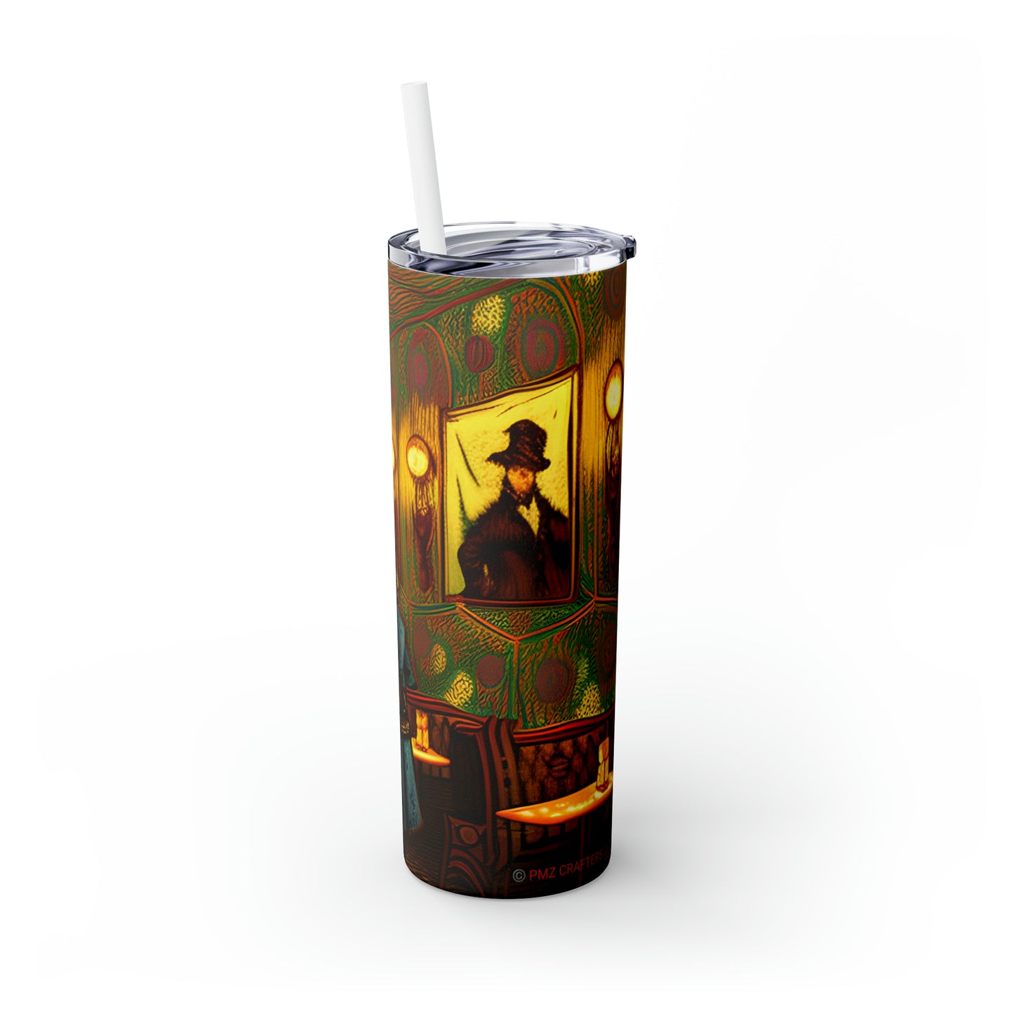 Skinny Tumbler with Straw, 20oz - Cafe Table Shadows 0001