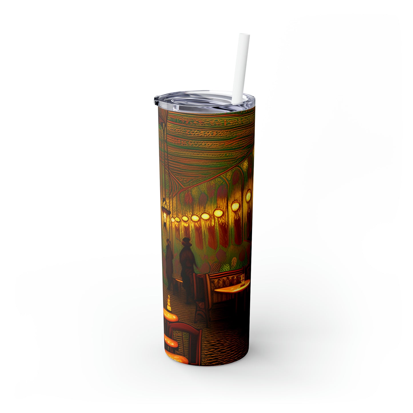 Skinny Tumbler with Straw, 20oz - Cafe Table Shadows 0001
