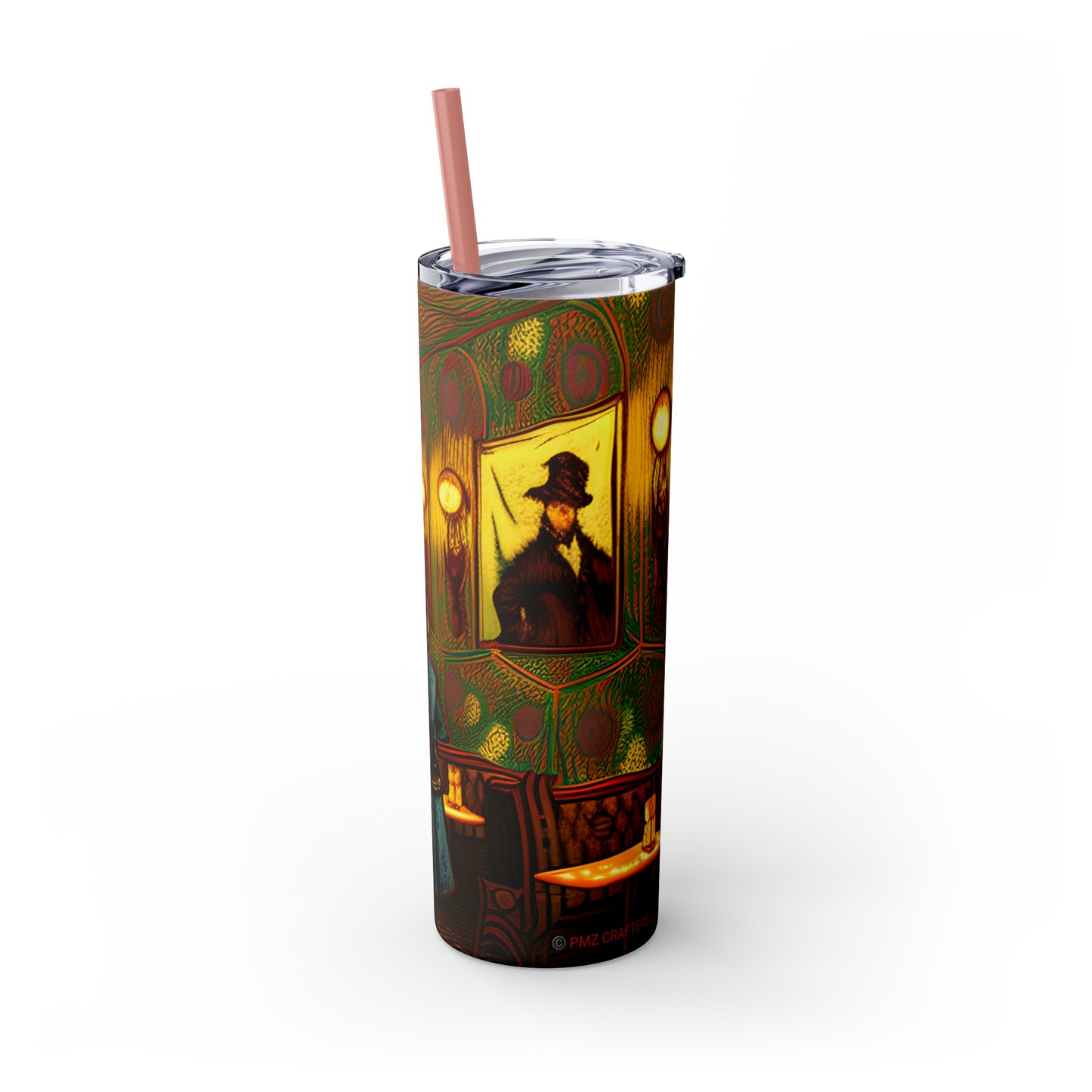 Skinny Tumbler with Straw, 20oz - Cafe Table Shadows 0001