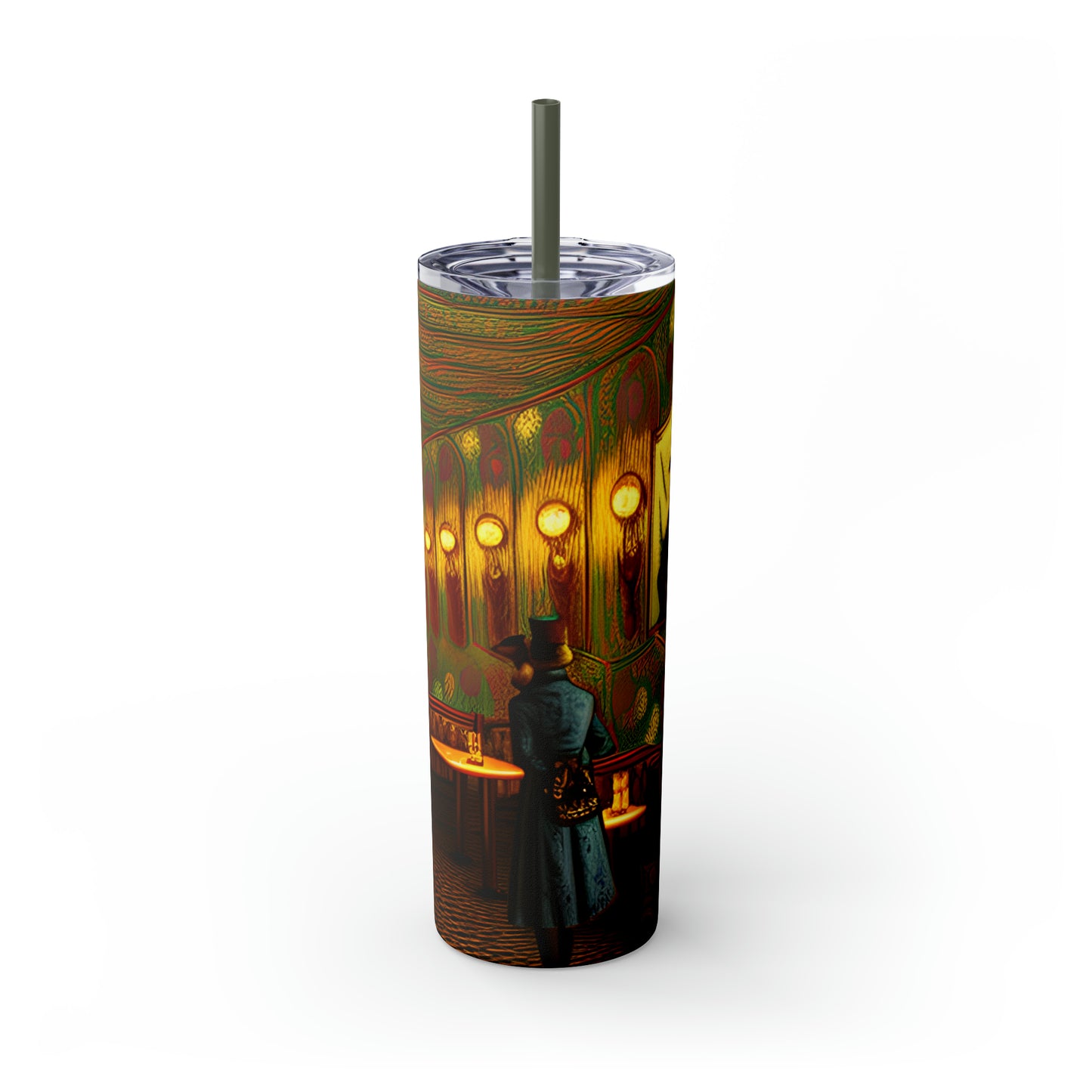 Skinny Tumbler with Straw, 20oz - Cafe Table Shadows 0001