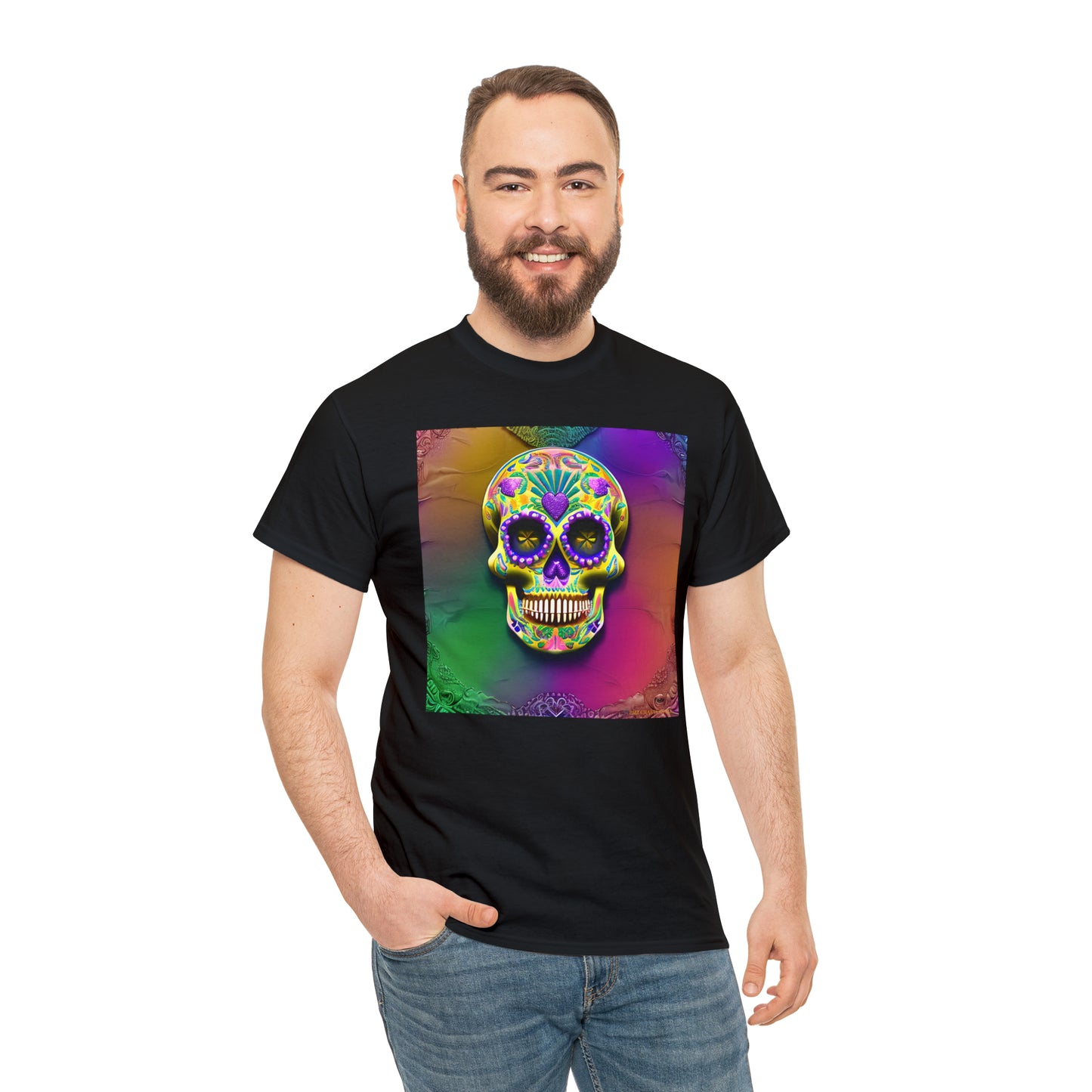 Unisex Heavy Cotton Tee - Sugar Skull 0002