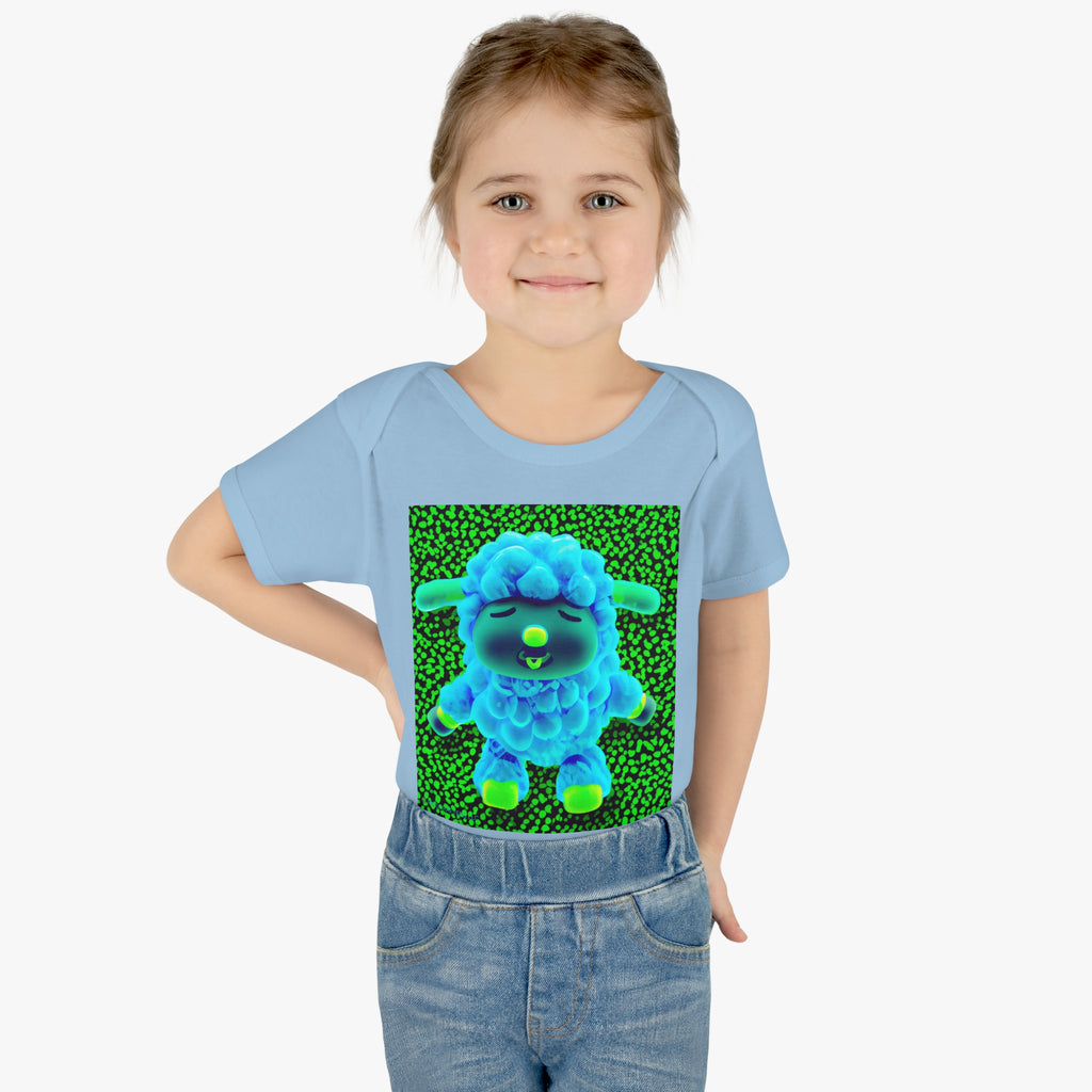 Infant Baby Rib Bodysuit - Deep Blue Sheep 0001