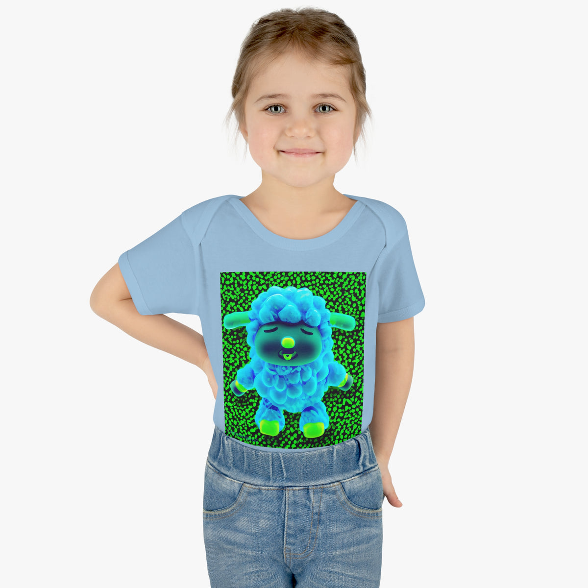 Infant Baby Rib Bodysuit - Deep Blue Sheep 0001