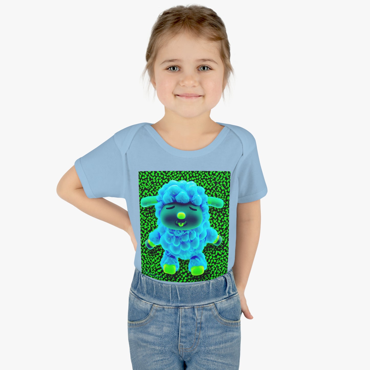 Infant Baby Rib Bodysuit - Deep Blue Sheep 0001