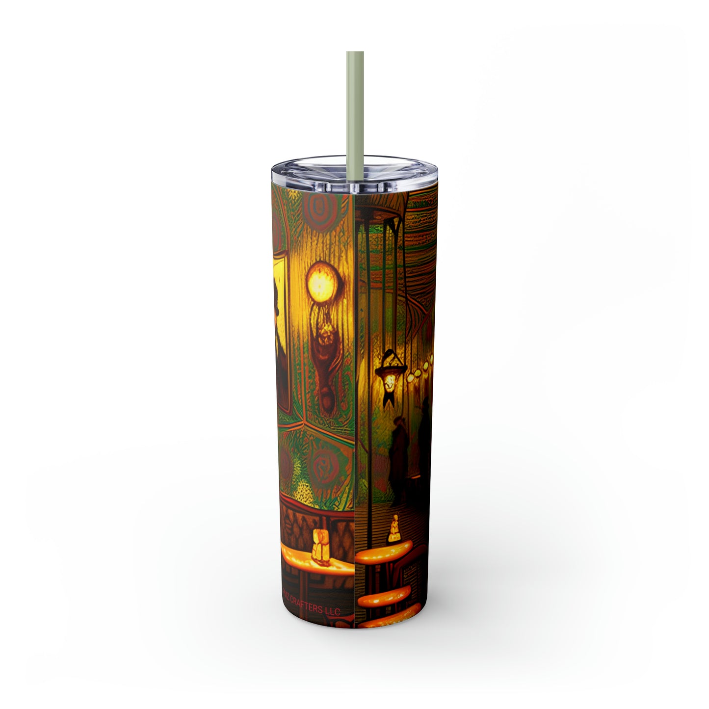 Skinny Tumbler with Straw, 20oz - Cafe Table Shadows 0001