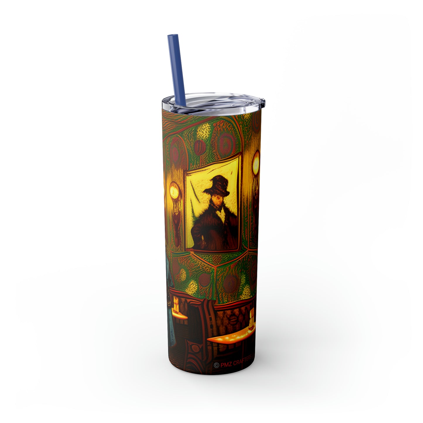 Skinny Tumbler with Straw, 20oz - Cafe Table Shadows 0001