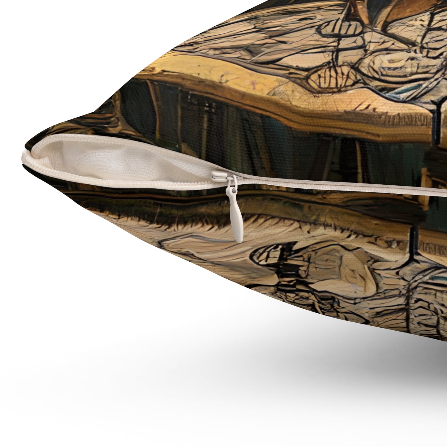 Spun Polyester Square Pillow - Cafe Table Brown 0002